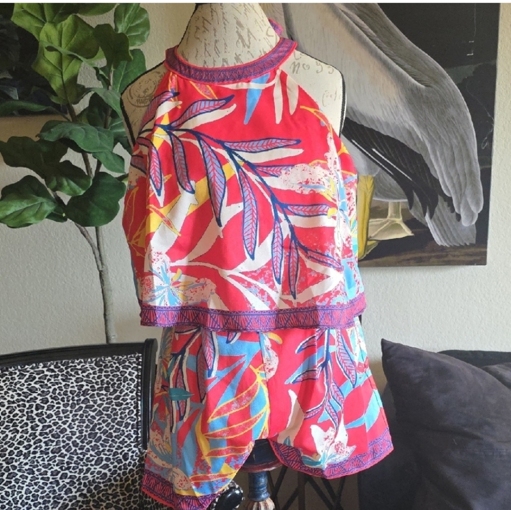 Flying Tomato Red and Pink Halter Romper - Picture 8 of 8